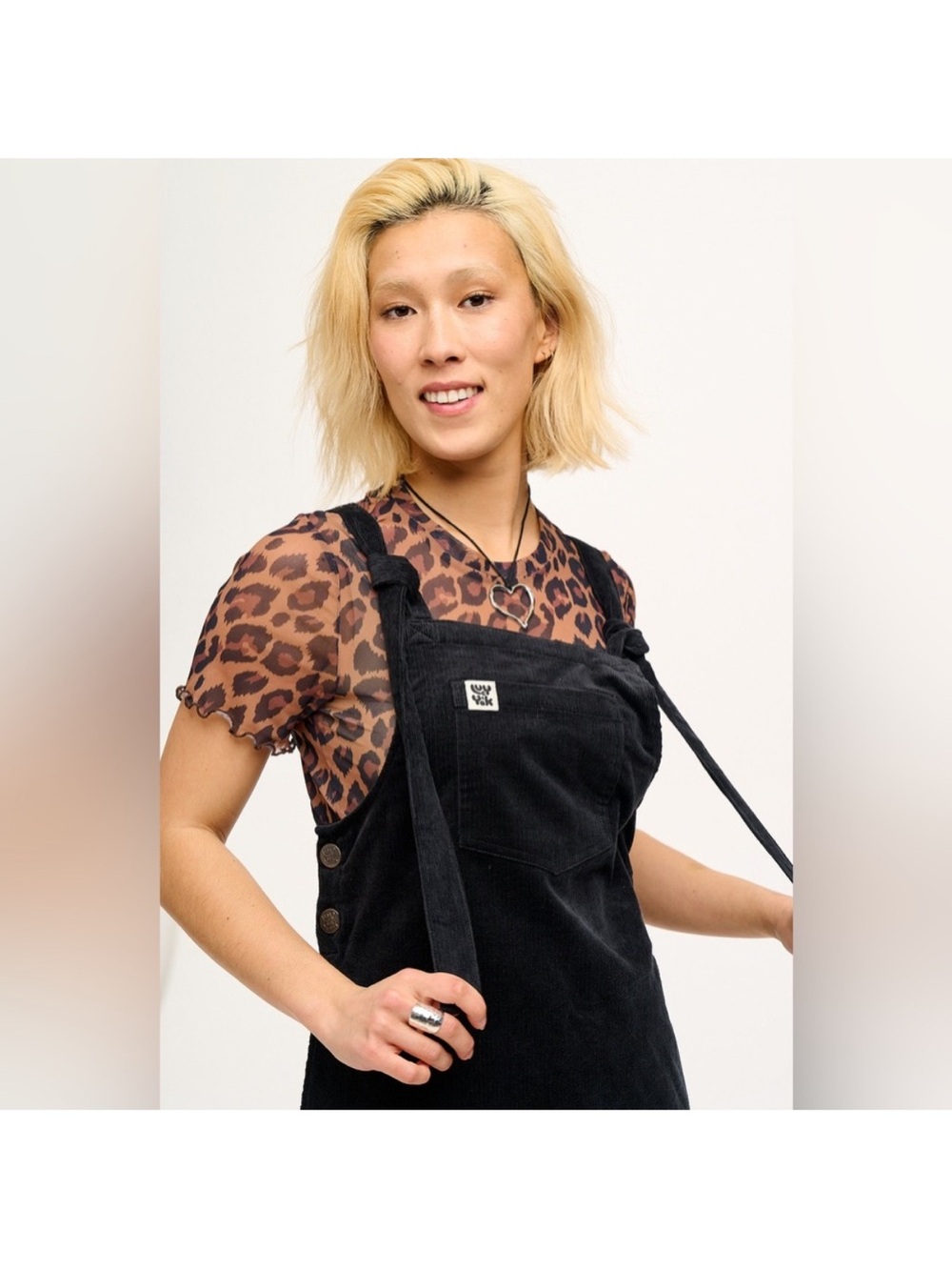 Lucy & Yak Black Corduroy Pinafore Dress